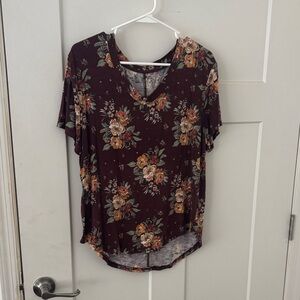 Floral V-Neck Short Sleeve Top